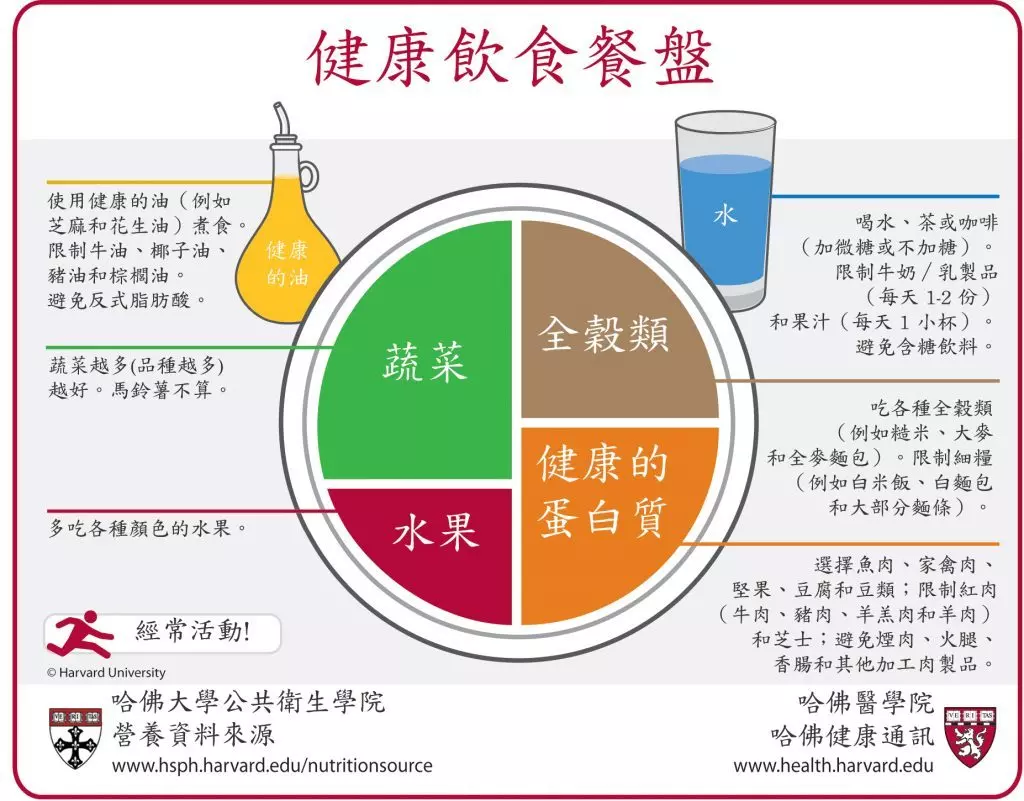 圖 取自Harvard Gazette／健康飲食餐盤。